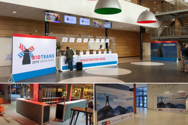 custom registration desks delivery in whole europe for events 